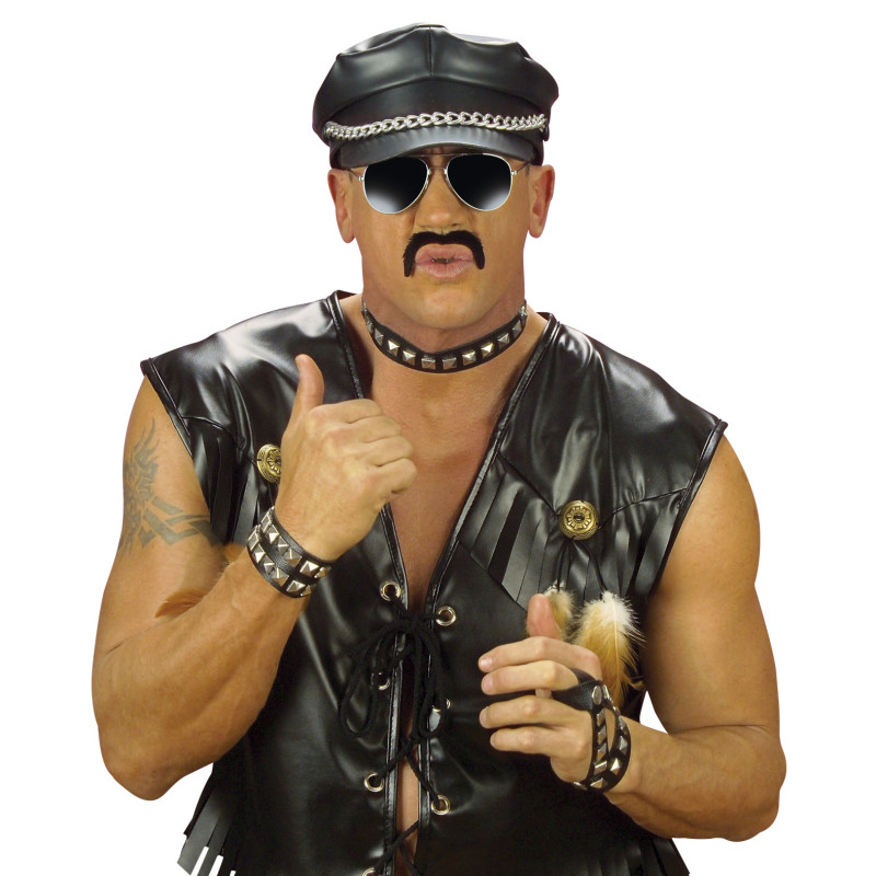 Motorkársky náramok s cvočkami, čierny